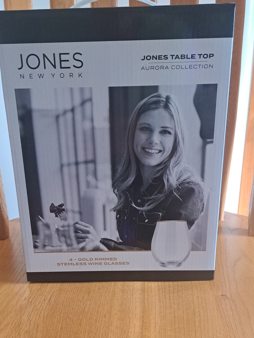 Jones New York Gold Rim Stemless Wine Glasses - Aurora Collection
